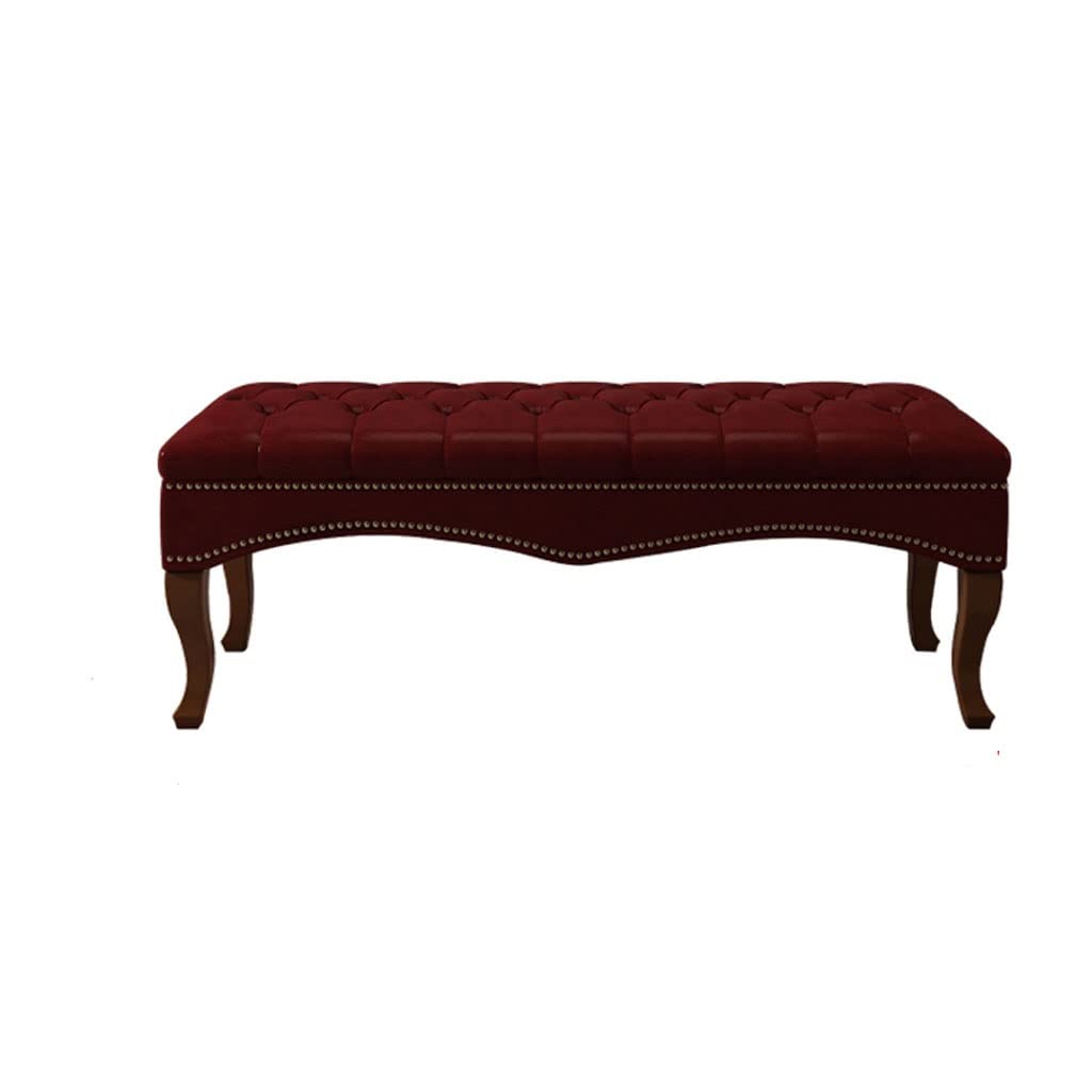Banc de bout de lit en bois massif rembourré pour chambre et salon