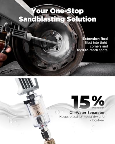 image for Inokraft Leak-Proof Portable Sand Blaster Gun Kit with Oil-Water Separ