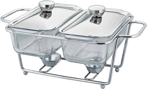 XIAOYIWIN Chafing Dish 1,3 l Chafing Dishes Buffet-Set, rechteckige Buffetwärmer aus Edelstahl in voller Größe for Hochzeitspartys, Bankette und Catering(2.6L)