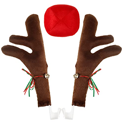 image for COLORCASA Car Reindeer Antlers & Nose - Window Roof-Top & Grille Rudol