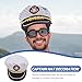 Amosfun Captain Hat for Men Women, Adjustable Cotton Sailor Hats Adult for Yacht Rock Party Attire, Navy Marine Admiral Cap, Blue Striped Boat Costume Accessories