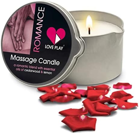LOVE PLAY Romance Massage Candle - Moisturizing Body Oil Candle for Couples and Home Spa - Luxurious & Hydrating Skin Care Body Massage Oils - Natural, Vegan (6.76oz)