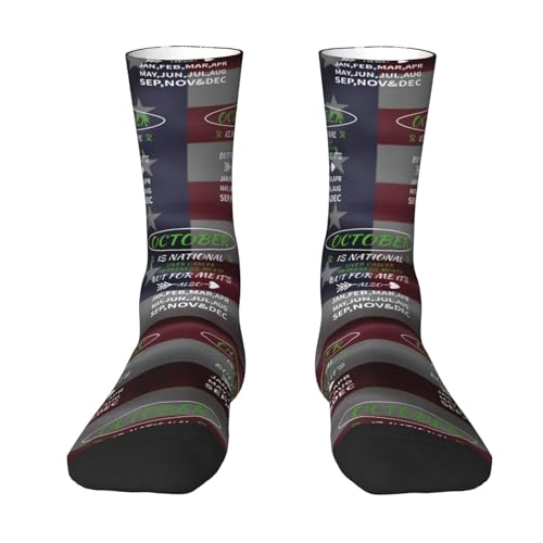 Liver Cancer Awareness Month Green Ribbon Adult Polyester Crew Socks Breathable Moisture-Wicking Athletic Running Gym3