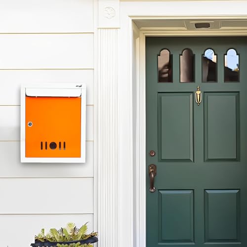 Image of JD FRESH Wall Mount A4 Size Letter Box /Mail Box /Suggestion Box /Complaint Box for Office /Post Box for Home gate with Clear Window View & Secure Key Lock - (Orange)