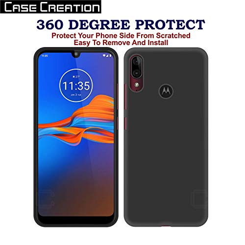 Image of Case Creation for Moto E6 Plus 2019 Back case, Motorola Moto E6 Plus Slim Flexible Smart Look case with 360 Camera All Angle Protection (Pure Black)