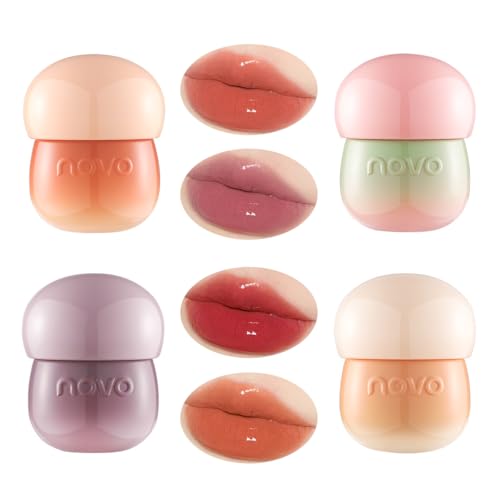 Rayberro 4 Pack Color Changing Lipstick Lip Balm Lipstick Set PH Temperature Color Change Lipstick Long Lasting Moisturizer Repair Balm Cute Pudding Shape Orange Pink Red Night Sleep Lip Care Balm