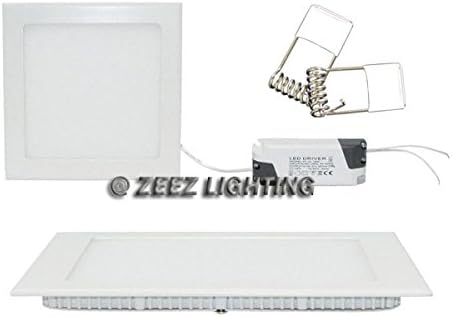 ZEEZ Lighting - 18W 8" (OD 8.75" / ID 7.85") Square Natural White Dimmable LED Recessed Ceiling Panel Down Light Bulb Slim Lamp Fixture - 4 Packs