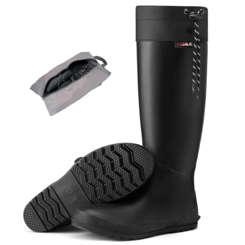 HISEA Women's Waterproof Rain Boots Knee High Rubber Mud Shoes