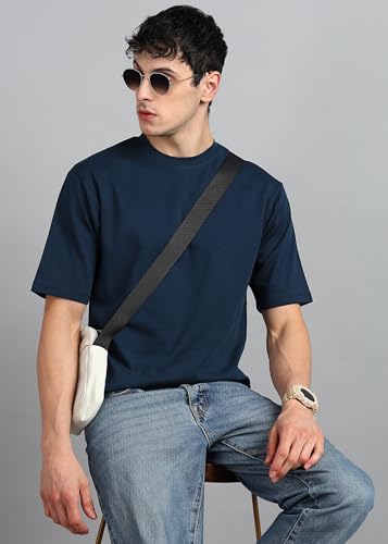 Image of Alan Jones Clothing Men's Oversized Solid T-Shirt | Premium Heavy Fabric | Crew Neck Casual Wear