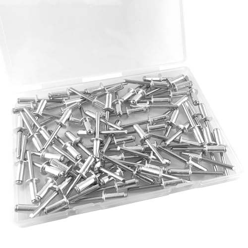 ALLCLEAN 75 Pcs 1/4" x 5/8" Aluminum Blind Rivets,6.4 x 16mm Pop Rivets,Aluminum Grip and Steel Mandrel
