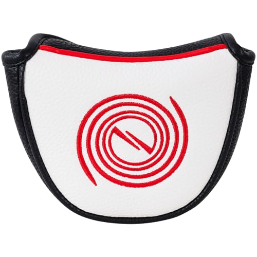 Mallet Putter Cover Red Swirl Putter Headcover for Odyssey White