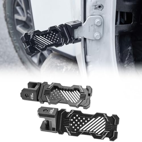 JOYTUTUS 120 CNC Wrangler Foot Pegs Doors Off Compatible with Wrangler JK JKU JL JLU & Gladiator JT 2007 to 2025 Aluminum Exterior Door Hinge Foot Rest Pedals Footrests