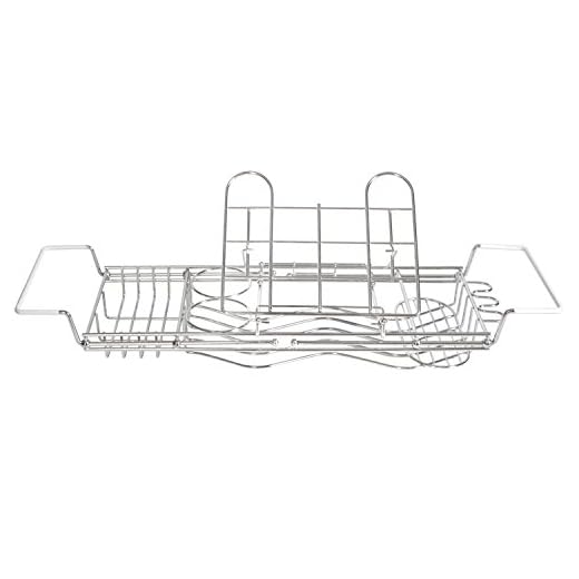 ToiletTree Products Stainless Steel Bath Caddy - Rust-Resistant Bathtub Shelf to Hold Books, Drinks, Phones, and Tablets - Luxury Bath Caddy Tray for Bathroom Accessories