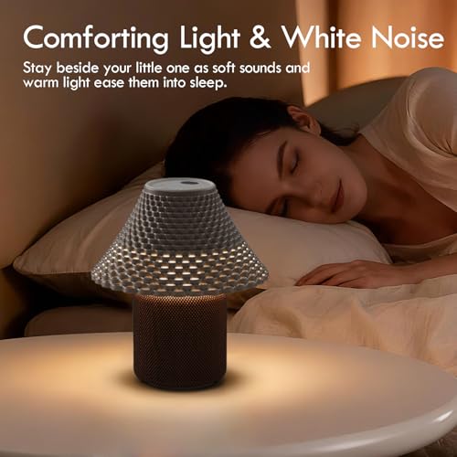Image of Bedside Table Lamp with White Noise Machine - 10 Soothing Sounds, Gesture Control Sensor & Dimmable Night Light - 30 /60 /90 Min Auto-Off Timer for Sleep, Nursery, Office & Home Decor- Gray