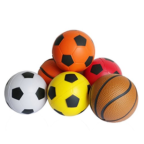 Fajiabao Mini Foam Ball Toys Basketball Soccer Football Softball Stress Squeeze Balls for Boy Girl Party Favors Sports Game Play Pack of 6