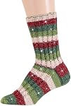 Mary Maxim Festive Feet Sparkle Sock Yarn, Fingering Weight Yarn for Knitting and Crocheting Socks, Shawls, and Holiday Crafts, 437 Yards - Candy Cane Sparkle - 1 Skein.