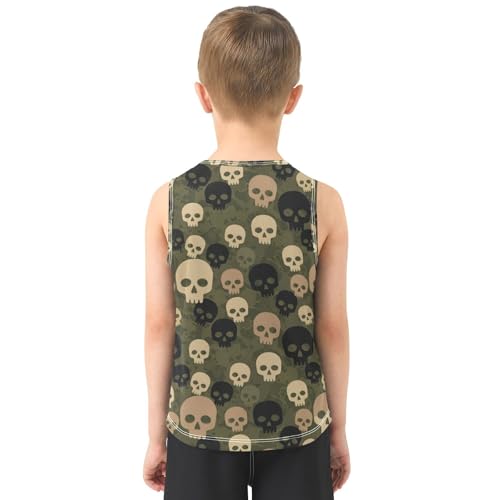 J JOYSAY Cartoon Camouflage Skull Boys Tank Top Sleeveless Muscle Shirts Quick Dry Workout Active Sport Kids T-Shirts 3-15T3