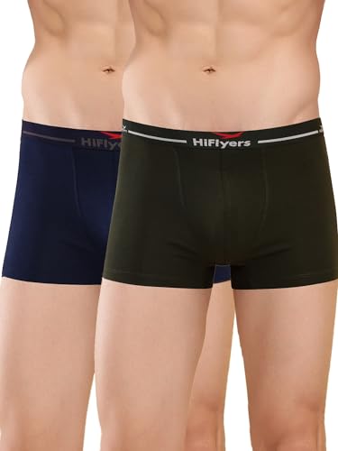 Image of HiFlyers Men's Cotton Spandex Odour-Free, Long Lasting Comfort, All Day Fresh and Confidence Dark Knight Collection Solid Trunks