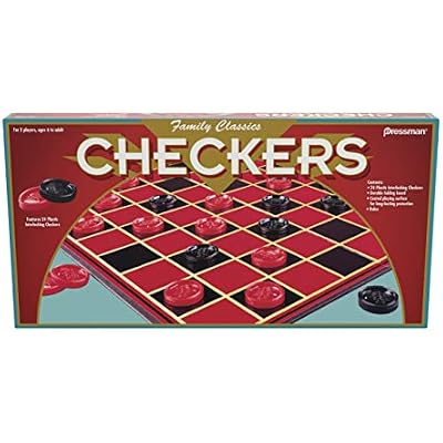Family Classics Checkers -- With Folding Board and Interlocking Checkers by Pressman