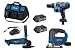 Produktbild HYUNDAI Akku Werkzeug Set, Combo Kit, bestehend aus 18V Schlagbohrschrauber, Winkelschleifer, Stichsäge, Ladegerät und Akkus in einer robusten Werkzeugtasche (CHD + CAG + CJS mit 2x2Ah Akkus)