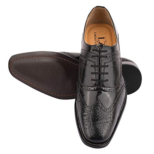 Image of LIBERTYZENO Mens Brogue & Plain Genuine Leather Animal Print Lace Up Oxford Dress Shoes for Easter Gift