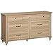 WAMPAT Wide Kids Dresser with 7 Drawers for Bedroom, Farmhouse Baby Dresser for Nursery & Kids Room, Wooden Chests & Dressers Closet Organizer for Children's Bedroom, 54 Inch, Oak