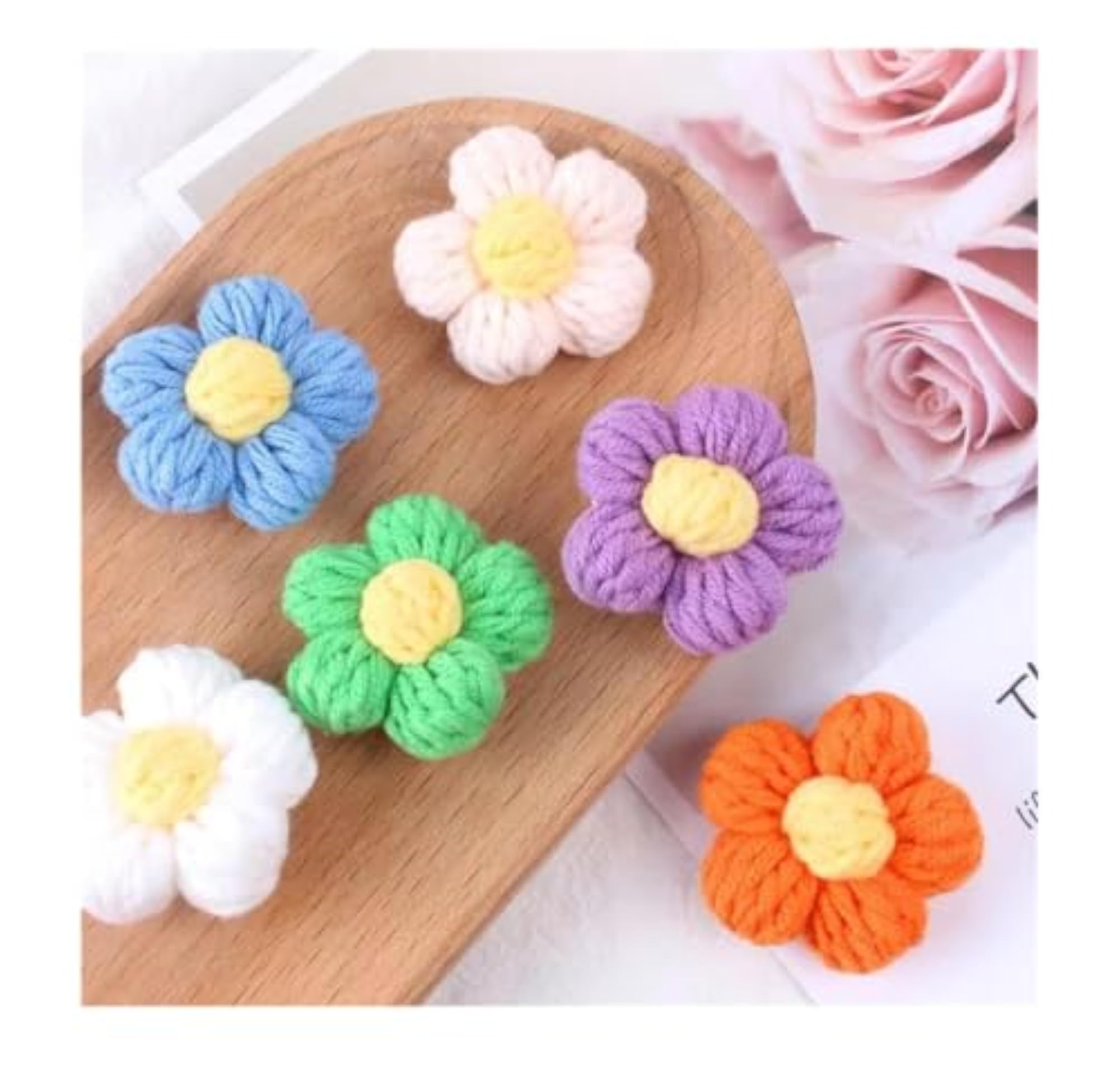 Woollen Crochet Flower Heads for Crafts and Decorations