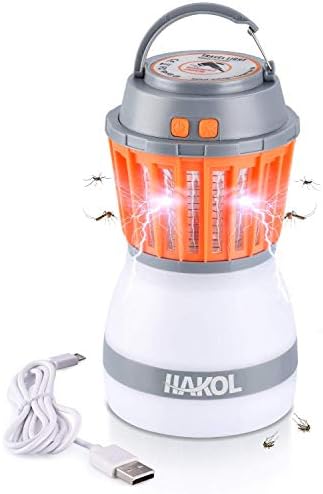 HAKOL Ultimate Bug Zapper Lamp | Lightweight & Efficient Insect Fly Killer | 2-in-1 Portable Mosquito Eliminator & Camping Lantern | USB Rechargeable, IP67 Waterproof & Eco-Friendly | Nontoxic & Safe
