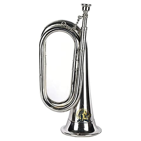 SOUND SAGA Special Design BUGLE Premium Quality With Hard Case and mouthpiece (NICKEL) Cover