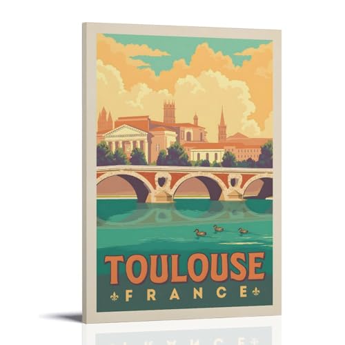 Affiche vintage Toulouse Pont Neuf : sublimez votre cadre de lit avec cette déco murale
