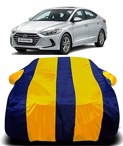 Image of Waterproof Car Cover with Ultra Surface Body Protection (Yellow Stripes) (Hyundai Elantra)