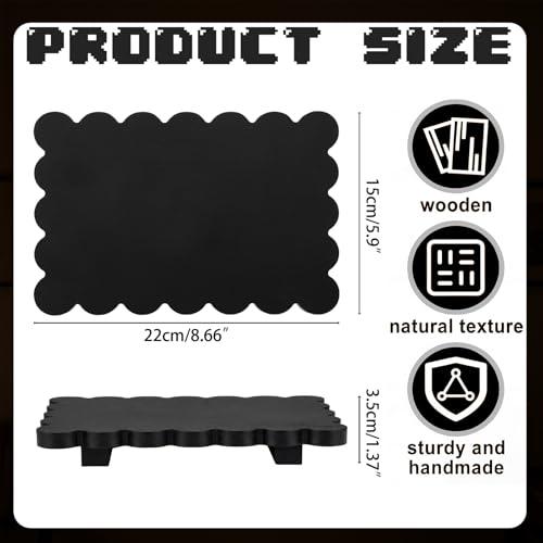 Scallop Wood Riser for Kitchen Counter, Black, 8.7''X 6''X 1.4'', Square by Yookeer - Used condition - Image 2