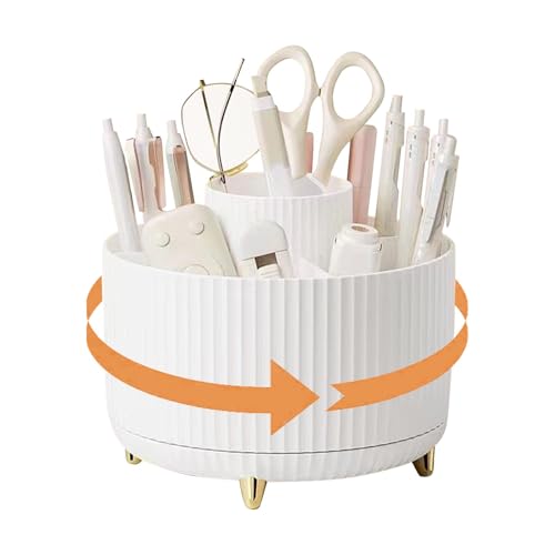 Faderr 360° Rotating Makeup Organiser, 5 Compartments Makeup Brush Holder Organizer, Rotating Brush Organiser for Cosmetics Perfume Jewellery, Dressing Table,Cosmetic Display Cases