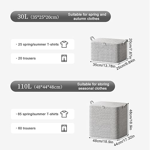 Axroad Mall 3 Pack Large Capacity Clothes Storage Bags with Zips, Portable Non Woven Closet Organizer Foldable Storage Containers for Comforters Blankets Bedding Wardrobe Storage (150L)