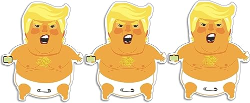 Image of Gear Tatz - Baby Trump, Set of Three Stickers - 3.5 x 3 inch Bumper Sticker - Professionally Made in USA - Vinyl Decal