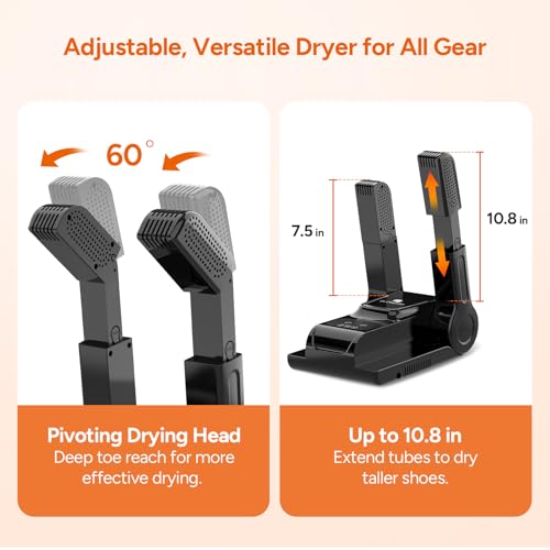 Dr.Prepare Asciugabiancheria Per Scarpe, Guanti E Stivali Con Soffiatore Di Calore, Cremagliera Portatile Regolabile E Timer, Design Pieghevole E Ad Asciugatura Rapida Per Scarpe, Guanti, Cappelli - 6