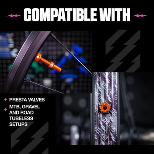Muc-Off Valvole Presta Arancio, 44 Mm - Valvole Tubeless Per Bici, Con Strumento Smonta Valvola Incluso - Di Alta Qualità E Senza Perdite - 4