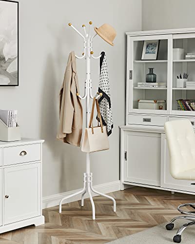 SONGMICS Coat Stand, Metal Coat Rack with 12 Hooks, 4 Legs, Hang Coats, Jackets, Hats, Bags, for Hallway Bedroom Office, White RCR031W01 - Image 8