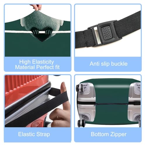 Image of Cute Penguin Luggage Cover - Fun Animal Travel Suitcase Protector with Deep Green Background - Stretchable Anti-Scratch Cover for 20-22 Inch Luggage,S
