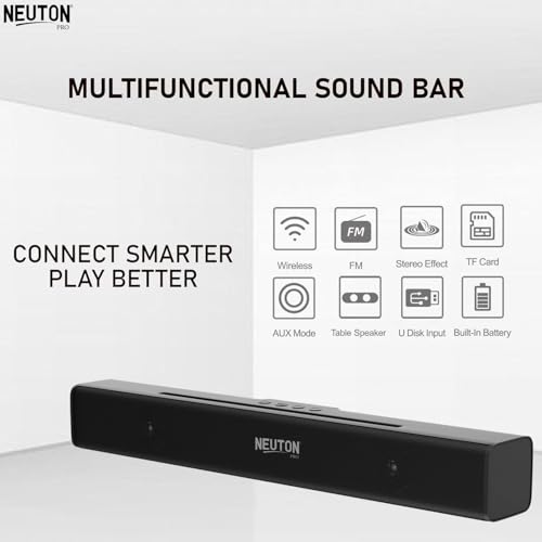Image of NEUTON X BAR Wireless Bluetooth Soundbar, 40W RMS, Dual (52mm Driver & Passive Radiator), up to 4 Hours Playback, Built in Battery, BTv5.1 | USB | mSD | AUX