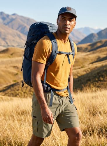 Image of JMIERR Men's Casual Stretch Cargo Shorts | Drawstring Elastic Waist, Multi Pockets, Summer Work Short, Classic