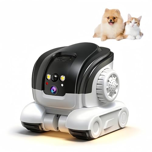 MENDUNER WiFi Pet Camera with Treat Dispenser & Auto Tracking, 1080P HD Indoor Security Camera, 2 Way Audio, PIR Motion Detection, Night Vision, US Cloud/128GB SD