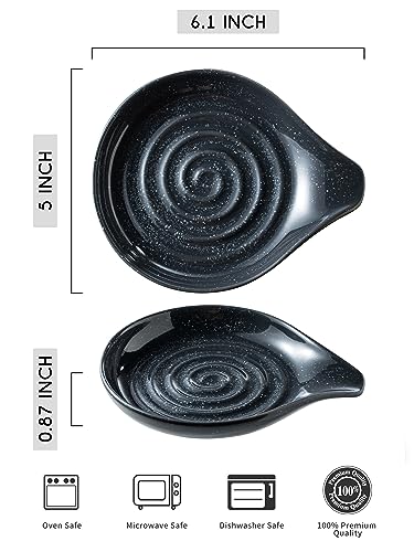 Image of LAUCHUH Spoon Rest, Ceramic Spoon Holder for Stove Top 5 inch Spatula Rest for Countertop Large Cooking Utensil Holder for Father's Day, Ladle, Spatula, Spoons or Tongs, Speckled Dark Gray