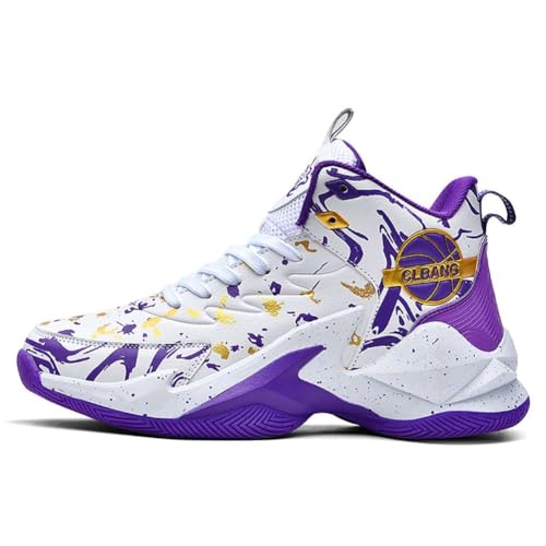 WELRUNG Women's Men's High Top Basketball Shoes, Purple 12/10.5 US by WELRUNG - Used condition - Image 2