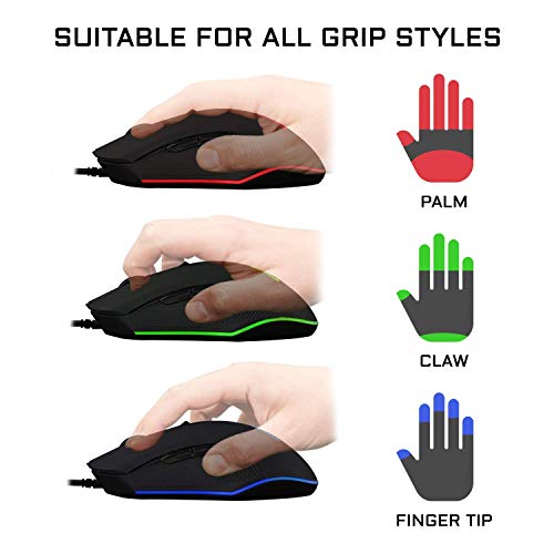 THE G-LAB - KULT-HELIUM - Mouse Gaming Retroilluminato - da 800 a 3200 DPI - 6 Tasti - Nero