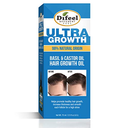 Difeel Men's Ultra Growth With Basil & Castor Oil 3-Pc Hair Collection - Includes 33.8Oz Shampoo, 33.8Oz Conditioner And 2.5Oz Men's Hair Oil #TOP4