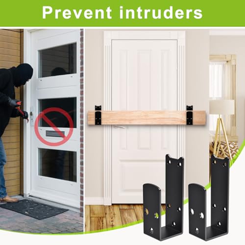 Insaga 2x4 Door Barricade Brackets, Heavy Duty Security Bar Brackets for Reinforced Door Protection, 4mm Thick U Bracket, Fits 2x4 Lumber for Apartments, Deck, Fence, Barn, Garage (Black-A-2Pack) by Insaga - Image 4