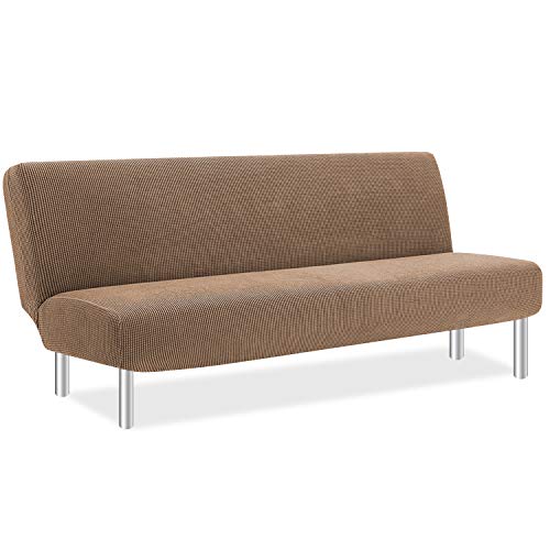 PETCUTE Funda de sofá Clic clac elástica Funda Sofa sin reposabrazos Funda de sofá Cama Marrón Claro