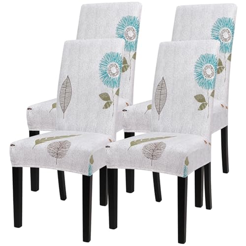 Image of SearchI Printed Dining Room Chair Covers Set of 4, Stretch Kitchen Chair Covers Washable Parsons Chair Slipcover Removable Dining Chair Protectors for Hotel,Ceremony(Autumn Leaves)
