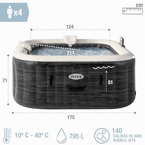 Miniatura 5 de Intex 55090 - Spa Hinchable Exterior E Interior Para 4 Personas, Medidas 175x175cm, Capacidad 795 Litros, Temperatura Del Agua 10 - 40 , Spa Inflable, Bañera